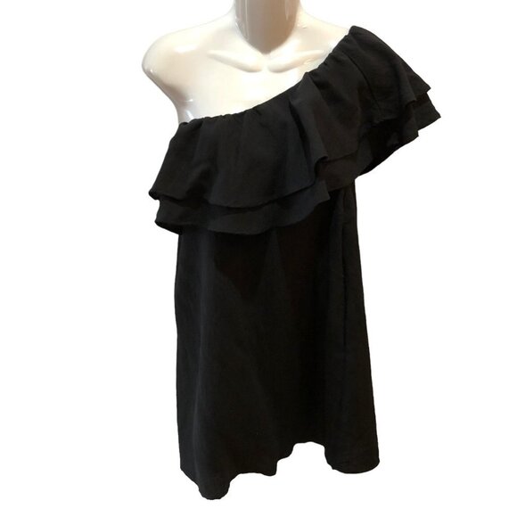 Cotton Candy LA Womens Large Black One Shoulder Ruffle Mini Dress Size L - Picture 3 of 10